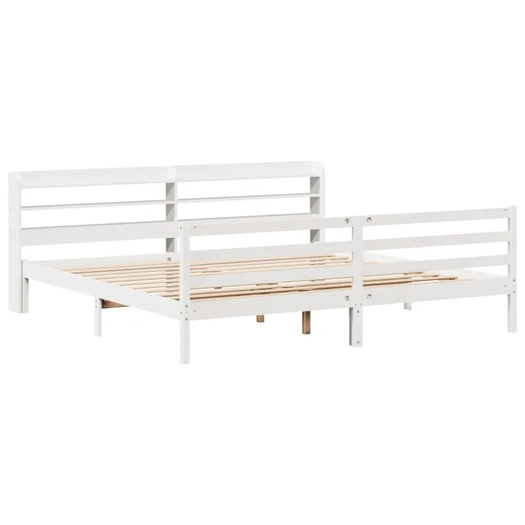 Giroletto con Testiera senza Materasso-Struttura Letto Bianco 200x200 cm 620438