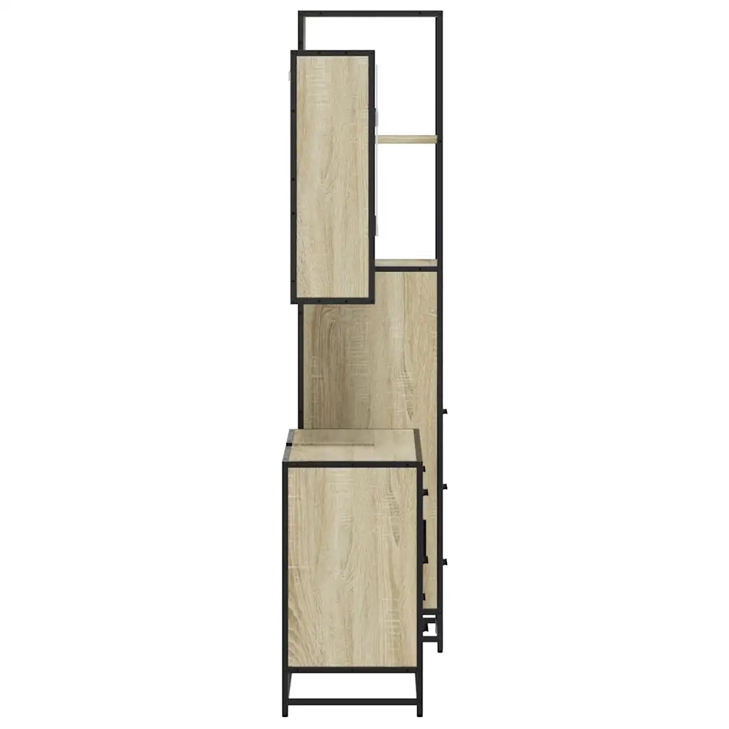 Set Mobili da Bagno 3 pz Rovere Sonoma in Legno Multistrato 3301171