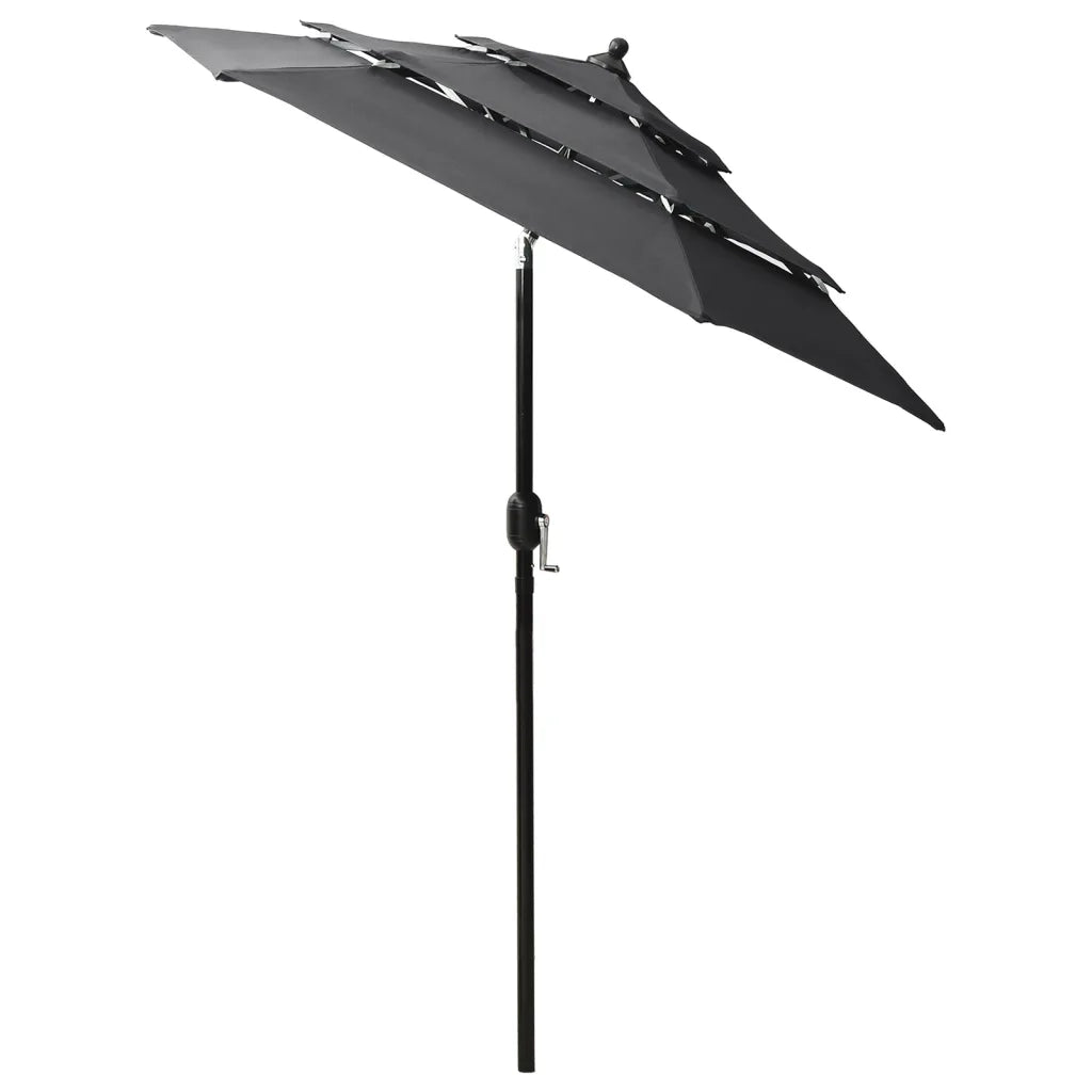 Ombrellone a 3 Livelli con Palo in Alluminio Antracite 2 m 313854