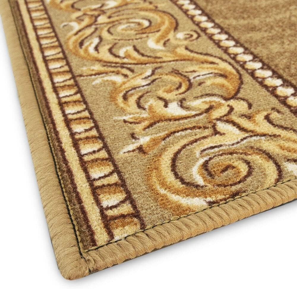 Passatoia Scala Bordata 67x80 cm Ingresso Corridoio Tappeto Cucina Gradini Stile Barocco Beige