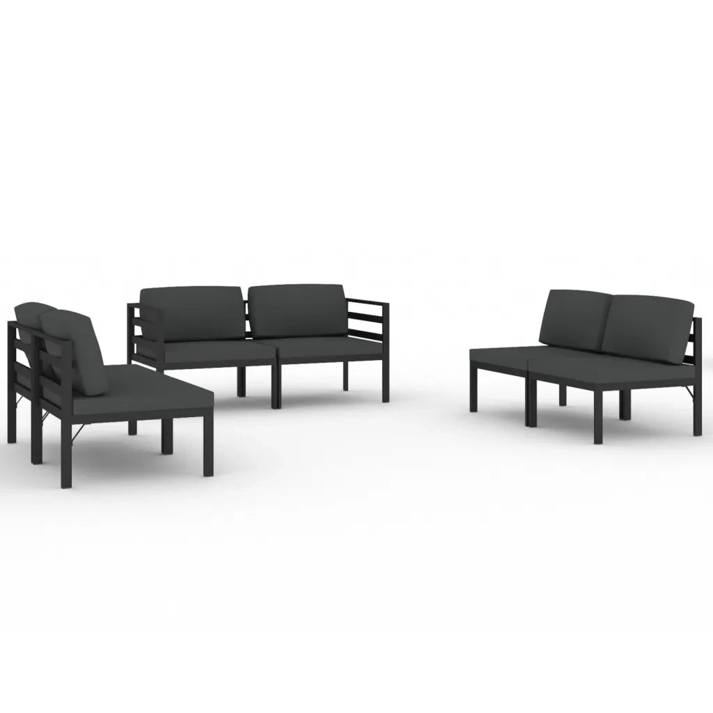Set Divani da Giardino 6 pz con Cuscini in Alluminio Antracite cod mxl 35803