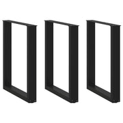 Set di 3 gambe per tavolo da pranzo a forma di U 70 x 72-73 cm con piedini regolabili design moderno in acciaio nero 02_0057440
