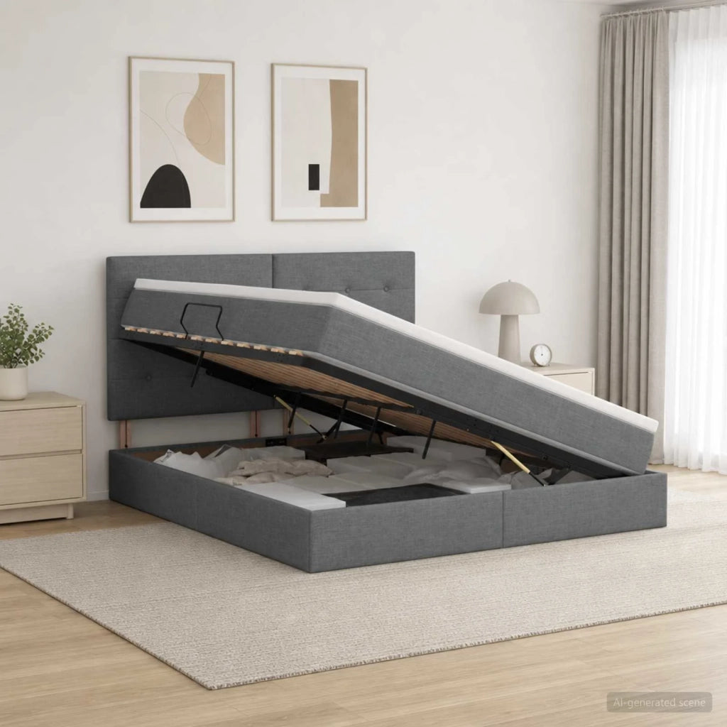 Letto con contenitore LED e materasso Grigio Scuro 180 x 200 cm 3459961
