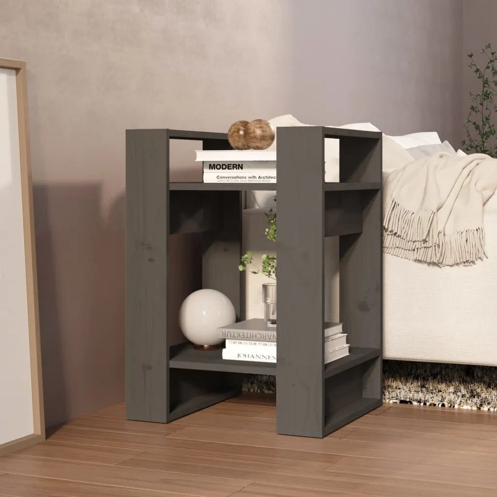 Libreria/Divisorio Grigio 41x35x57 cm in Legno Massello di Pino 813856