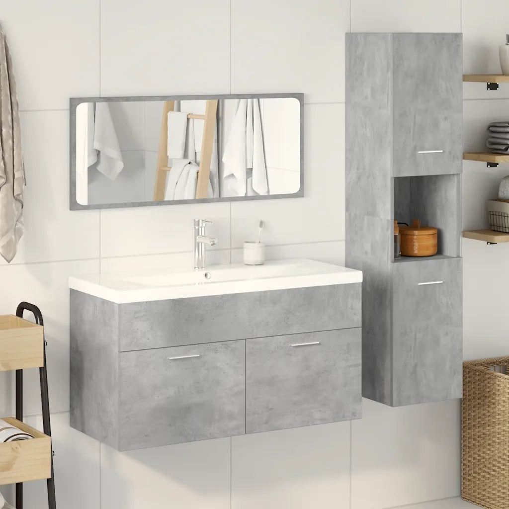 Set Mobili da Bagno 4 pz Grigio Cemento in Legno Multistrato 3324900