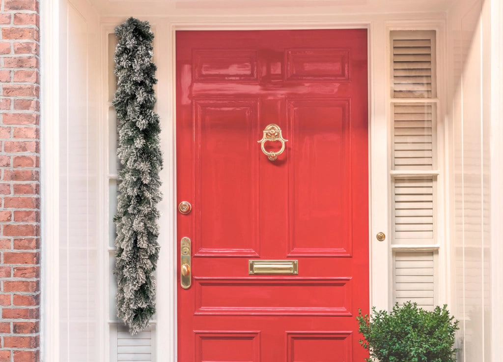 Festone Ghirlanda Natalizia Decorativa Innevata Entrata Natale Anterivo - 270 cm - Verde