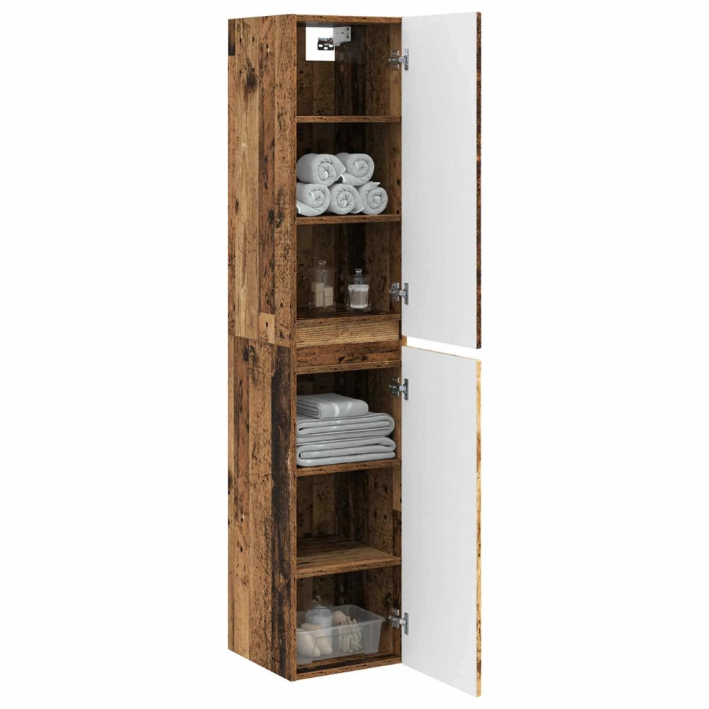 Mobiletto da Bagno a Muro Legno antico 33 x 34,5 x 160 cm