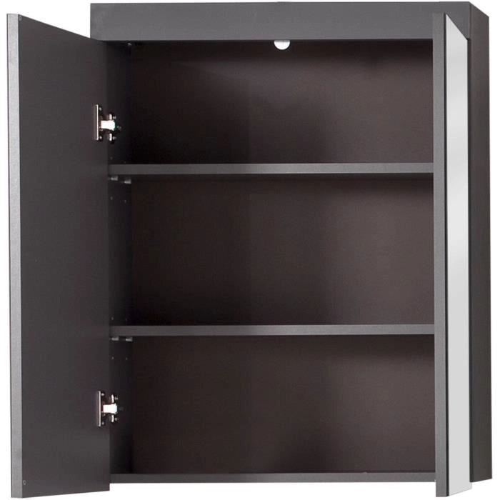Mobile da bagno - TRENDTEAM - Amanda - 2 ante a specchio - Grigio - 60x17x77cm