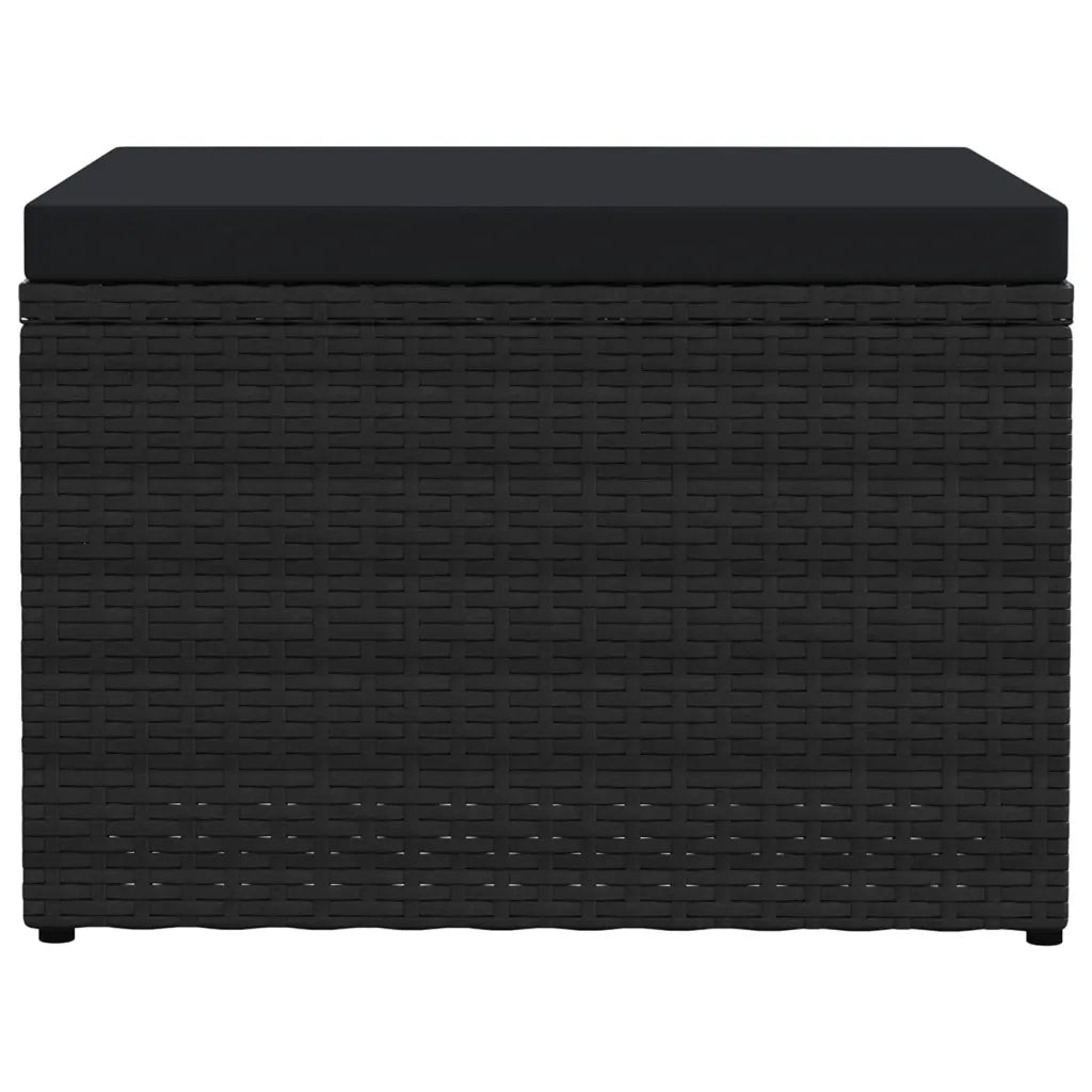 Poggiapiedi da Giardino con Cuscini Nero in Polyrattan 310489