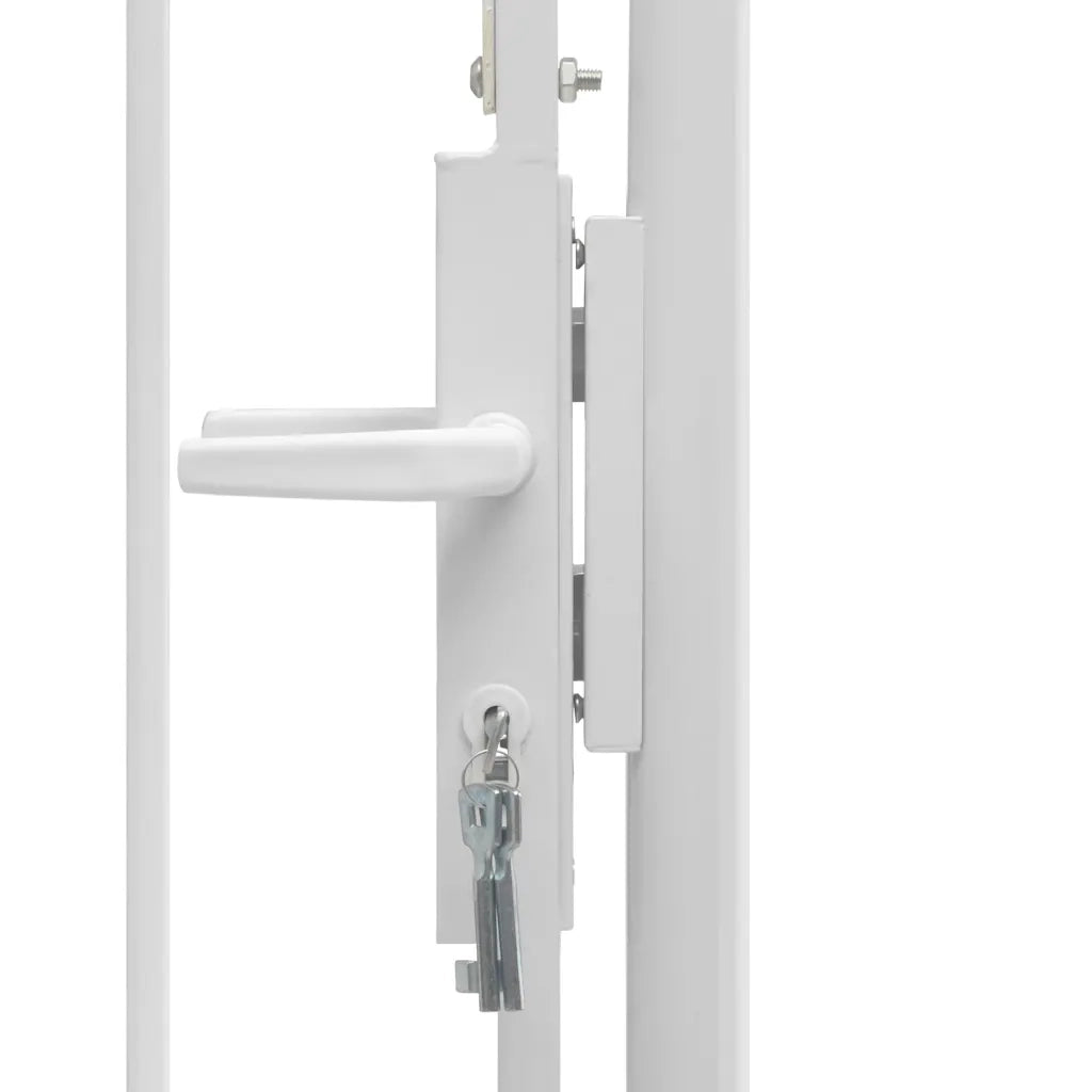 Cancello da giardino Woerden in acciaio 1x2,45 m Bianco 143067