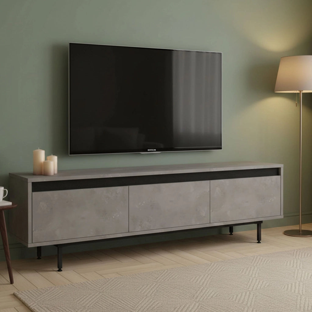 Titli, Mobile Porta tv un Ripiano, 160x36x45h cm Argento