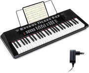 Tastiera Pianoforte a 54 Tasti per Principianti, Pianoforte Digitale con 200 Ritmi e 200 Suoni, 60 Demo, Leggio, Strumento Musicale Educativo per Bambini, Adolescenti e Adulti, Nero