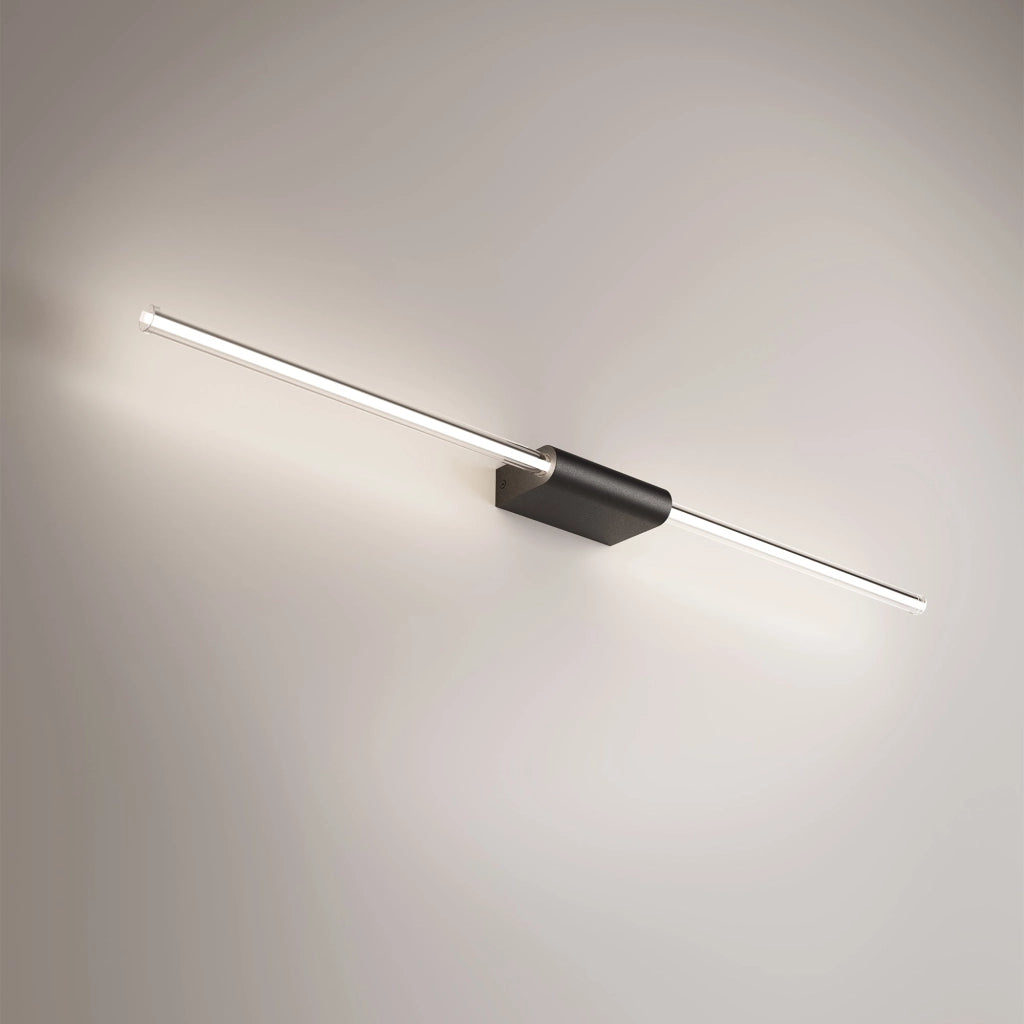 Brilliant Lampada da Parete o Soffitto a LED, Design Lineare in Alluminio Verniciato Nero, Diffusore Cilindrico 360°, Dimmerabile 9W, 87.2 cm