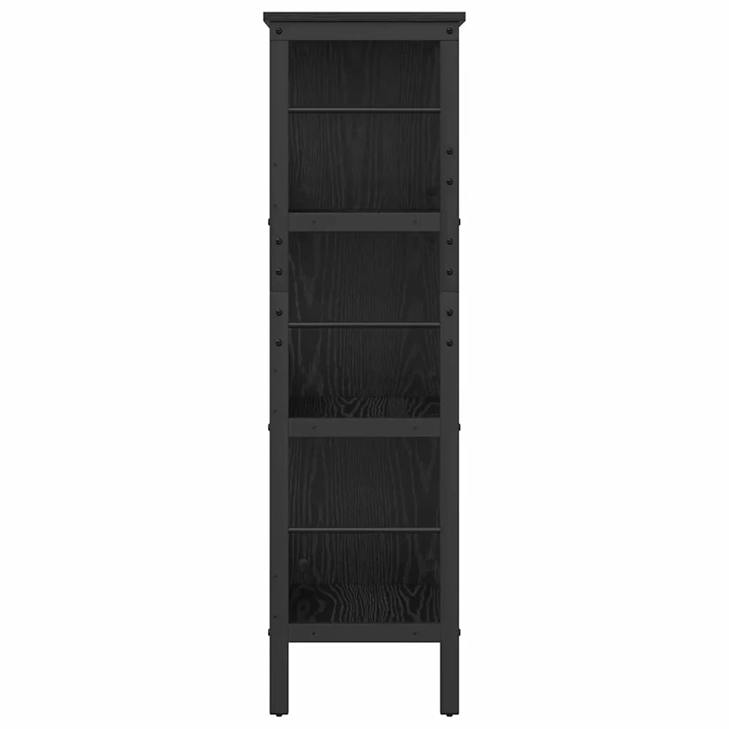 Libreria-Scaffale per Libri-Mobile di Stoccaggio Rovere Nero 82 x 32 x 112 cm Legno multistrato