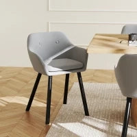 Set di 2 Sedie per Sala da Pranzo con Braccioli Imbottite e in Velluto, 54x56x74cm, Grigio