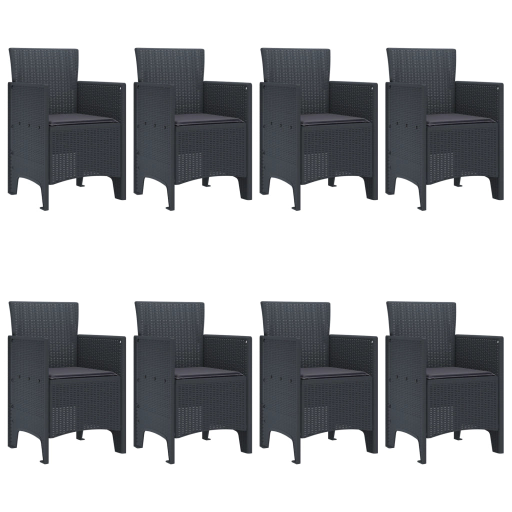 Set Da Pranzo Da Giardino 9 Pezzi Con Cuscini Antracite Rattan Sintetico