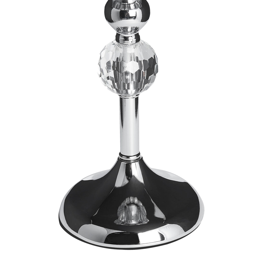 Portacandele Metallo color Argento Vetro Glamour candeliere candelabro stile moderno contemporaneo