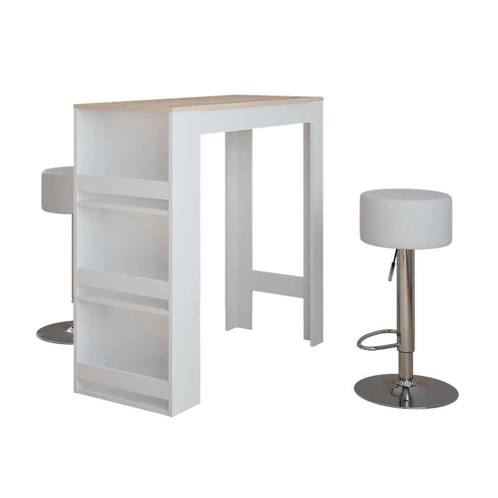 Vicco tavolo bar con sgabelli Bianco/Sonoma 45 x 110 cm con 2 sgabelli da bar