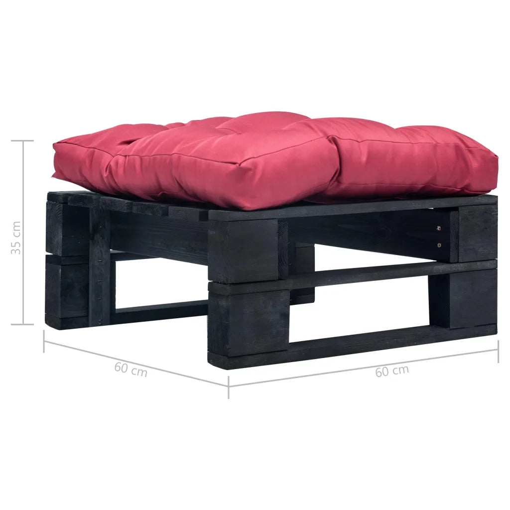 Ottomana Pallet da Giardino con Cuscino Rosso in Legno Nerocod mxl 71284