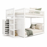 LETTO A CASTELLO BASSO 140x200 cm in legno bianco con 4 cassetti