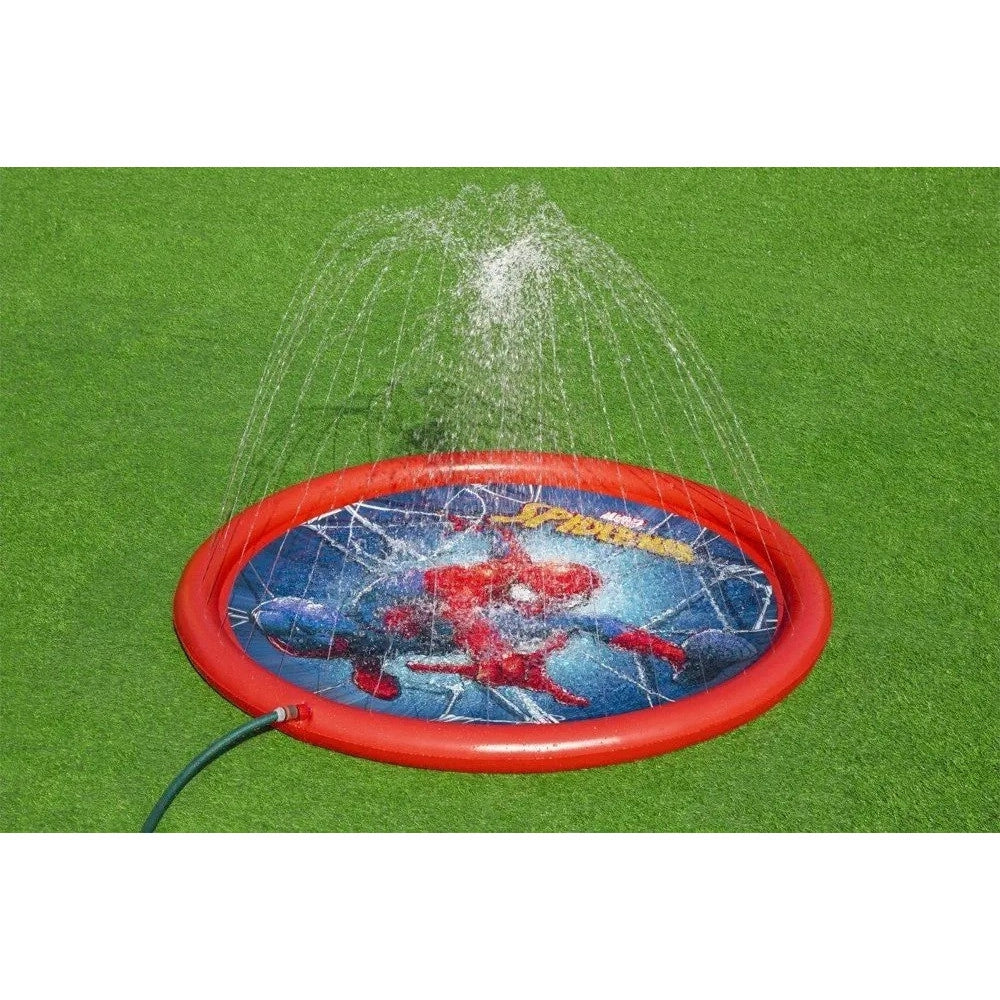 Trade Shop - Tappeto Tappettino Spruzzi Piscina Gonfiabile Con Fontana Spider-man 165cm 98792 -