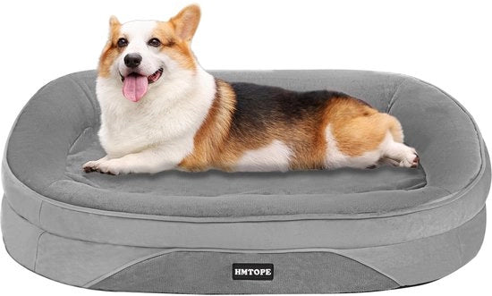 Letto per cani ortopedico, canile, cuscino per collo quadrifacciale, fondo antiscivolo, sedile per cani, rimovibile e lavabile, per cani piccoli e medi, dimensioni 90 x 71 x 15 cm, colore medio grigio