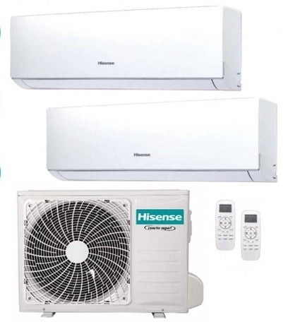 Hisense Climatizzatore Dual Split Inverter 9000+9000 Btu /h Condizionatore con Pompa di Calore Classe A++/A+ Gas R32 WiFi (Unità Interna + Unità Esterna) - 2AMW35U4RGC Serie Hi-Comfort