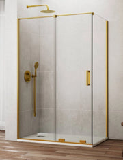 Box doccia CIRENE (KENNA) 1+1 con lato fisso laterale 170x80 cm Oro Barra Parallela