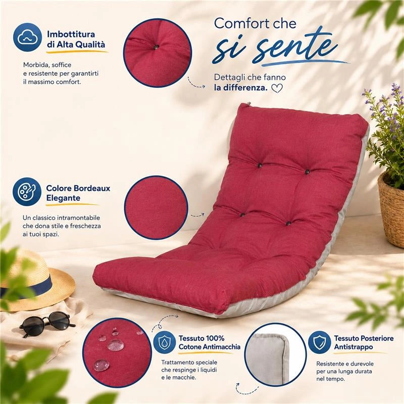 CUSCINO IMBOTTITO TINTA UNITA ROSSA PER RICAMBIO POLTRONA RELAX COMODONA IN LEGNO