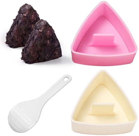 Set per Forma di Sushi Onigiri - 2 Pezzi - Forme a Palla di Riso - Plastica - 8,5x4cm - Inclusa Ciotola per Riso - Adatto per Pasti Bento - Forme a Palla di Riso