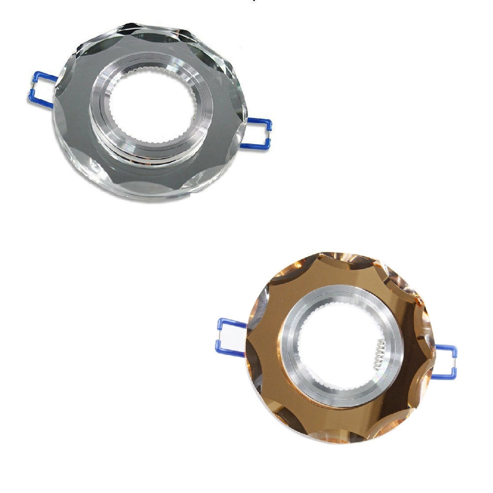 Trade Shop - Porta Faretto Ad Incasso In Vetro Effetto Specchio Supporto Faretti Gu10 P6 -