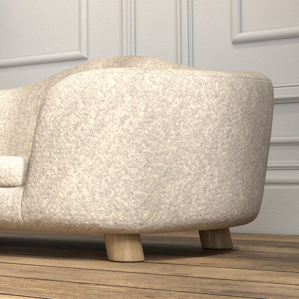 Cuccia per cani con cuscino rimovibile e lavabile struttura in legno schienale alto crema 70 × 47 × 30 cm