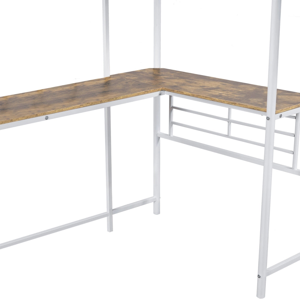 Letto a soppalco 90x200 cm con scrivania; bianco
