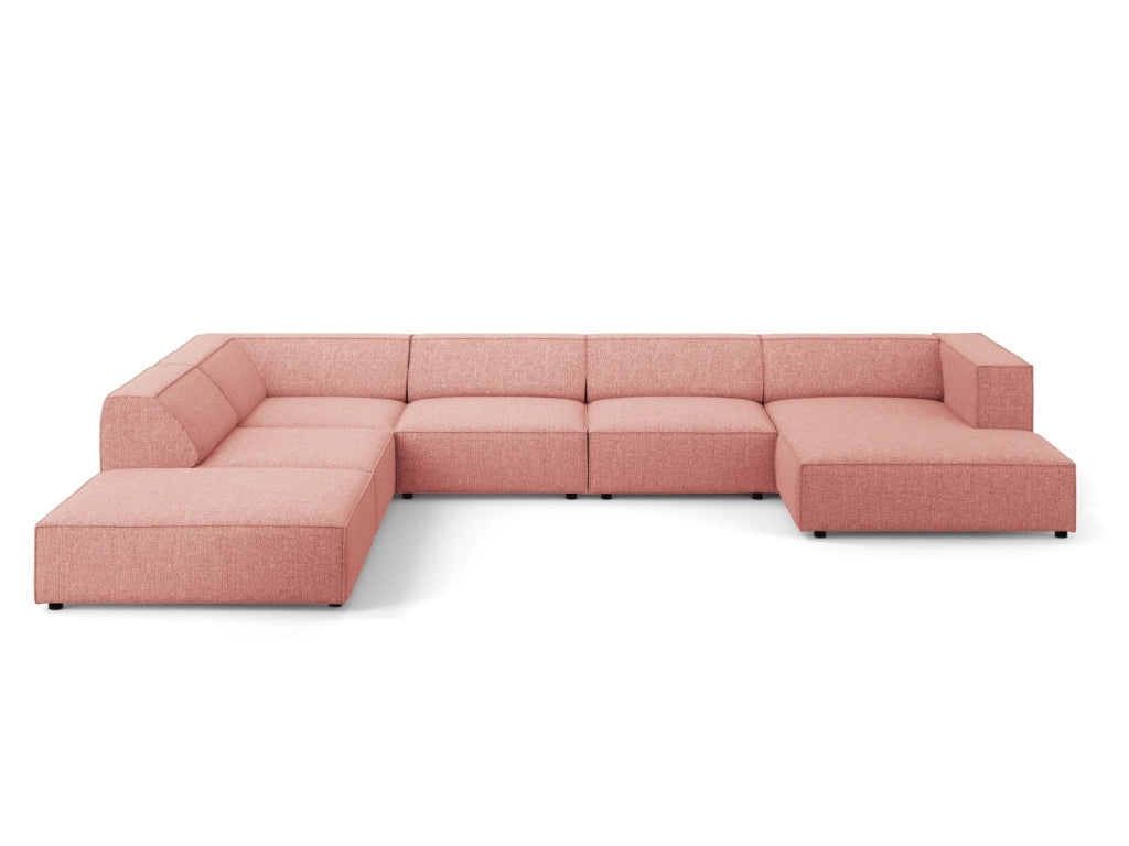 Cosmopolitan Design - Divano panoramico sinistro "Arendal" 7 posti in ciniglia rosa 