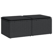 Set Divani da Giardino con Cuscini 2 pz | Set Salotto da Giardino Nero Polyrattan Acacia