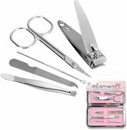Set di Manicure in Acciaio Inox - Rimuente Cuticola, Limatore Unghie, Pinza, Pusher, Forbici e Taglierino per Unghie - Custodia da Viaggio - Pacchetto da 5 pezzi