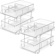 Organizzatore di vasca da bagno con 2 livelli & pareti divisorie rimovibili [confezione da 2 pezzi] - tavolo da sotto vasca trasparente in plastica per cucina, bagno, sala da pranzo
