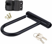 Blocco U per bicicletta - Blocco per bicicletta a U - Sicurezza per veicoli - Costruzione in acciaio pesante - Lunghezza 20 cm - Nero