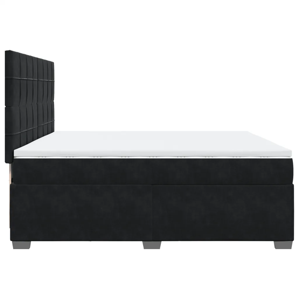 Giroletto a Molle con Materasso Nero 200x200 cm in Velluto