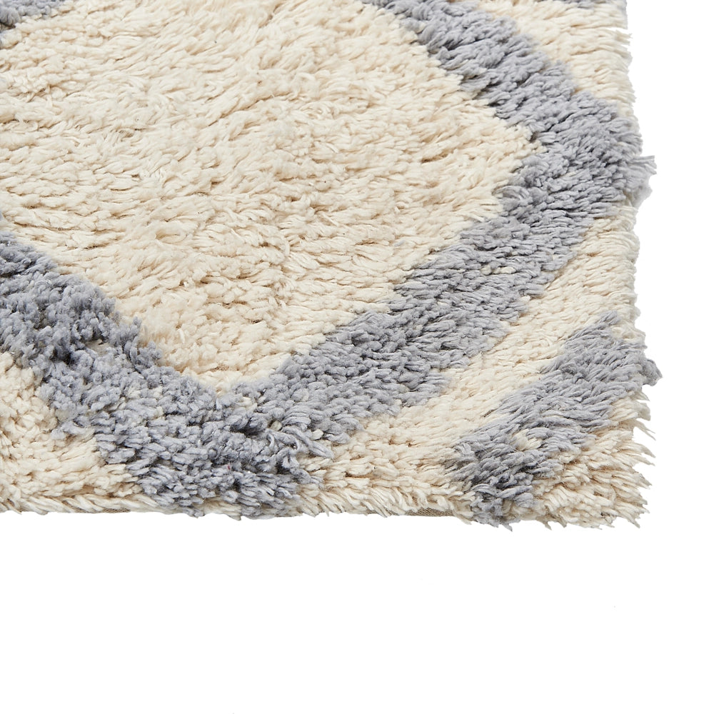 Tappeto beige e grigio 80 x 150 cm cotone fatto a mano motivo geometrico soggiorno camera da letto