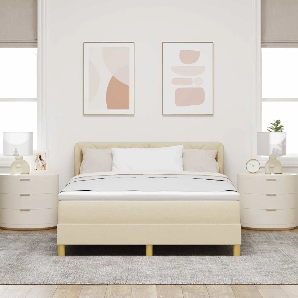 Letto a molle con materasso Crema 160 x 200 cm Tessuto 3340288