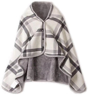 Poncho per Donna - Tela Flanella/Plucchè - Cappotto Indossabile - 80x135 cm - Funzione di Chiusura Unica