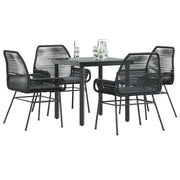 Set da Pranzo da Giardino con Cuscini 5 pz Polyrattan Vetro