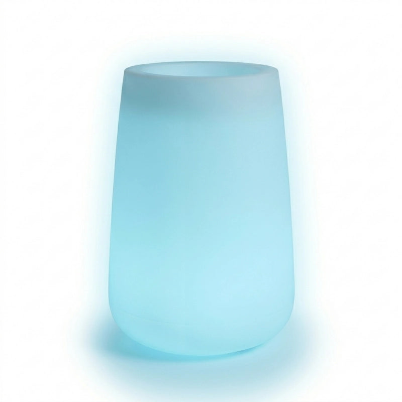 Vaso luminoso alto moderno di design Ø43 H75 in polimero resistente con LED blu per interno ed esterno - Made in Italy - Monacis