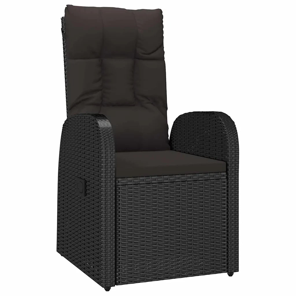 Set da Pranzo per Giardino con cuscino 7 pcs Nero polyrattan 3379511