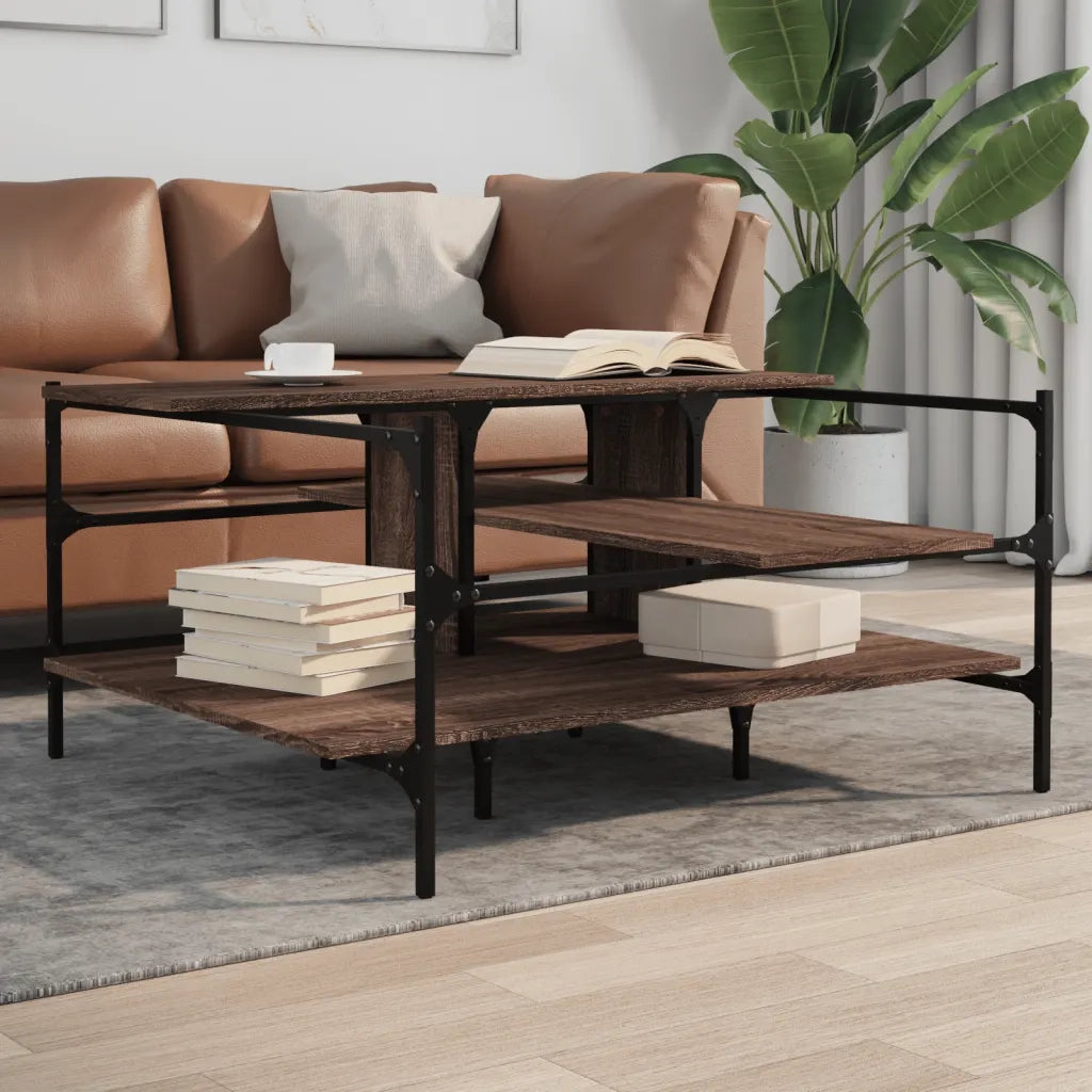 Tavolino Salotto Rovere Marrone 100x100x48,5 LegnoÂ Multistrato