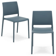 Set 2 sedie in polipropilene MEGAN, impilabile, resistente ai raggi UV, design moderno, ideale per sala da pranzo, cucina, sala d’attesa, bar, ristoranti o giardino, colore Avio