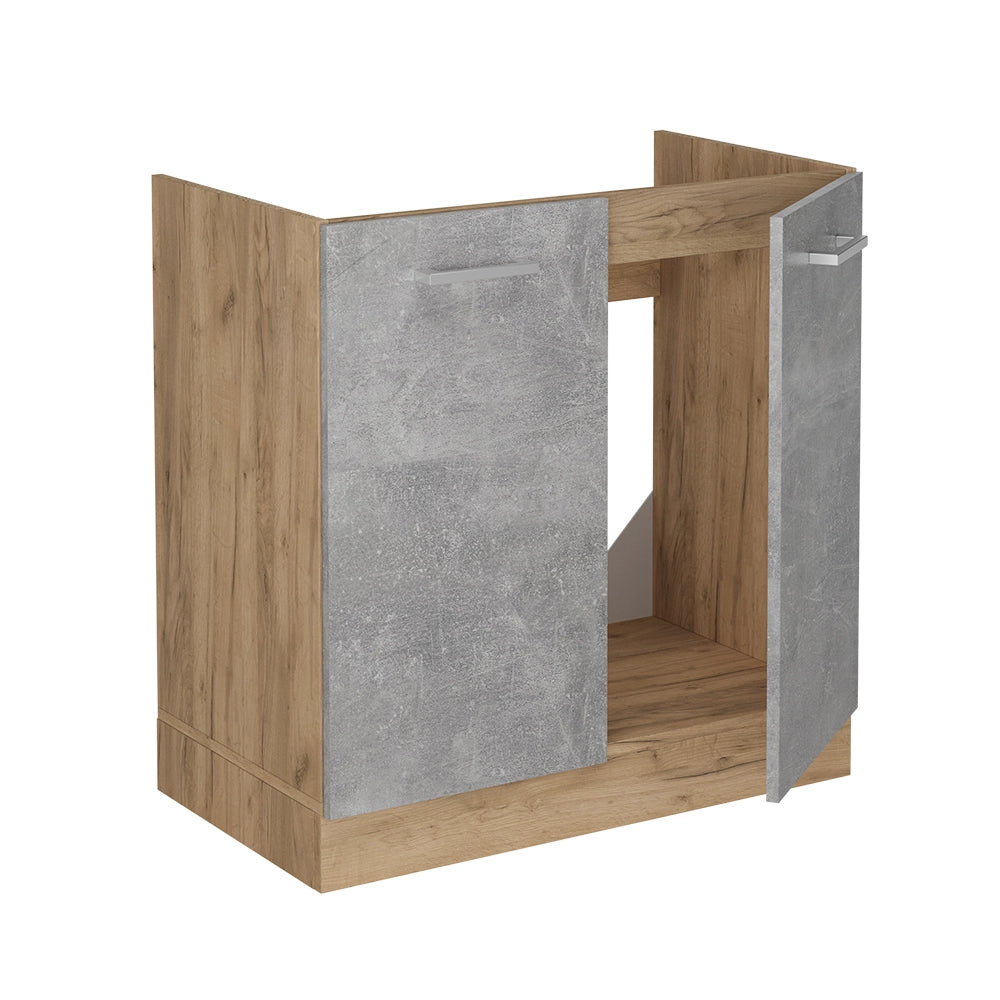 Mobile lavello cucina R-Line Calcestruzzo/Rovere dorato 80 cm senza piano di lavoro Vicco
