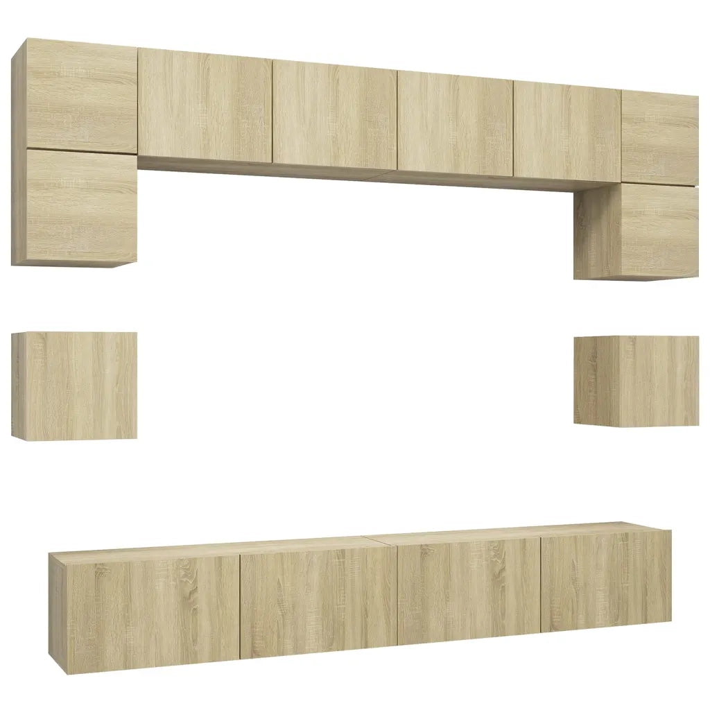 Set Porta TV 8 pz Rovere Sonoma in Truciolato cod mxl 20126