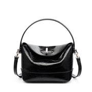 Borsa a mano e borsetta da donna in vera pelle, nera.